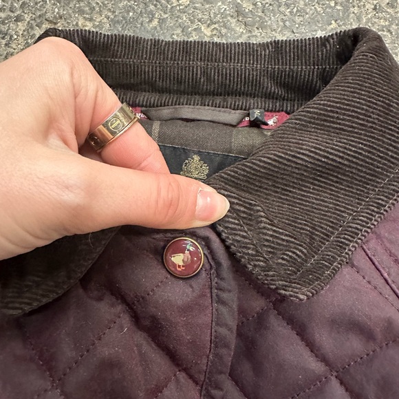Barbour Quilted 4 Oz Wax Jacket Purple Flannel Lined Women’s US 6 Plum Outdoor - Picture 5 of 10